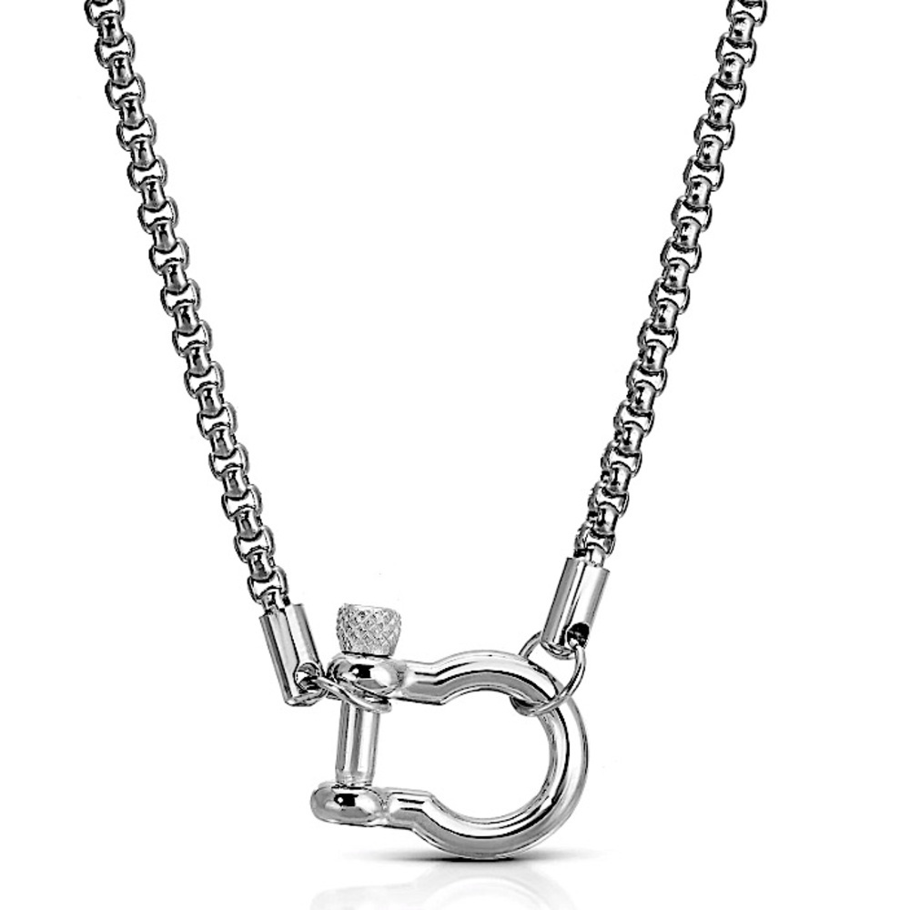 Horseshoe Silver Statement Necklace, HoreseBit Stainless Steel Hypoallergenic